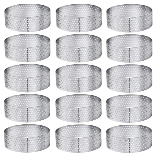 Pilikoll 15 Stück Ø 6cm Perforierter Crumpet Rings mit Löchern für Torten