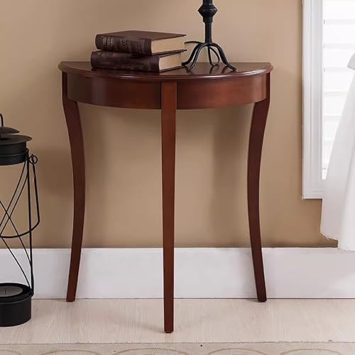 MTSYXYM Consolle a Mezzaluna in Legno,Tavolo da Ingresso in Legno massello,Non soggetto a crepe, con forma arrotondata, gambe robuste,per ingresso corridoio foyer.(Brown)