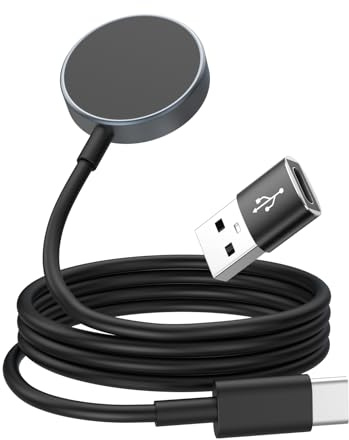 Astorgos Caricabatterie Magnetico USB-C/USB-A per Samsung Galaxy Watch | Compatibile con Galaxy Watch Ultra 8 7 6 5 4 3 FE Active 2/1, Cavo di Ricarica Magnetico, Design a Base di Ricarica, 1 Pezzo