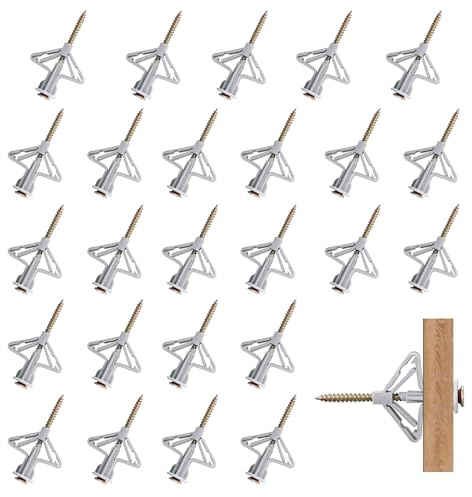 25PCS Plasterboard Wall Plugs and Screws, Universal Plasterboard Plugs, Anti-Rotation Dry Wall Fittings Heavy Duty Anti-Rotational Expansion Tube Plasterboard Screws for Hollow Walls TV Brackets