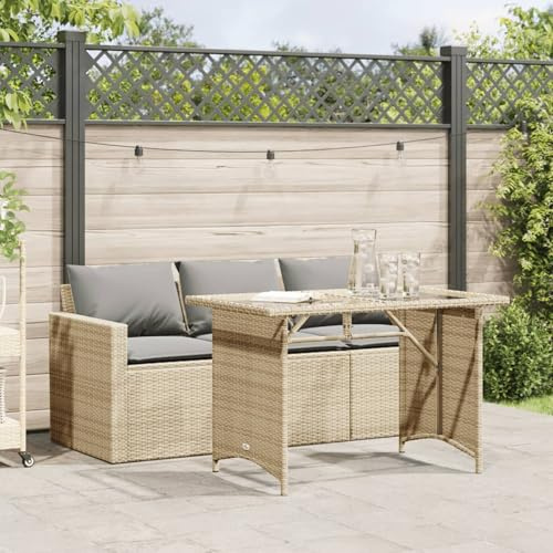 ATOMSTACK MAKER HOMELEN Gartenmöbel Set 2-TLG. Garten-Essgruppe Rattan Sofa Tisch wetterfest Beige PE-Rattan Hartglas Garten Terrasse Patio