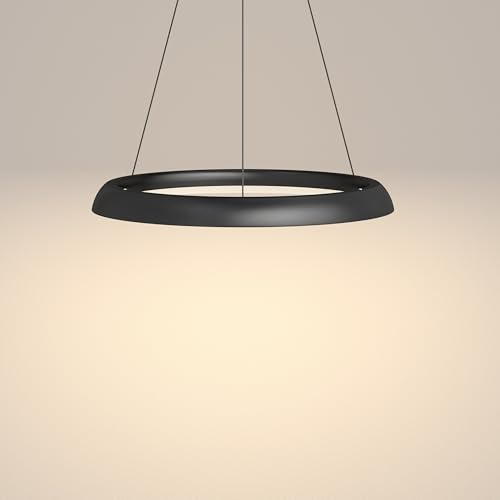 Mai & Mai Pendelleuchte Esstisch mit Fernbedienung & Wandschalter | 60cm LED Moderne Hängelampe, stufenlos dimmbar 3000K–6000K, höhenverstellbare Design 30W Esstischlampe, Sandschwarz, Luvina04