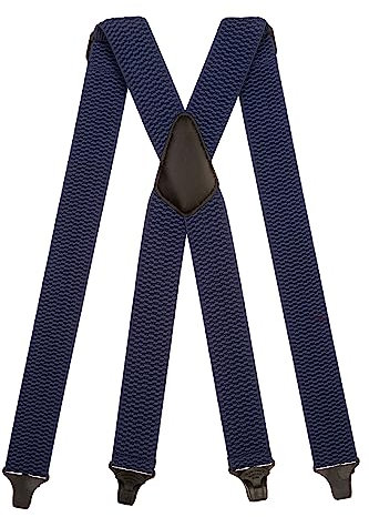 Olata Heavy Duty Hosenträger X-Form mit überkreuzten Trägern/Flughafenfreundliche Herren Hosenträger mit Plastik-Clips – 4cm. Blau