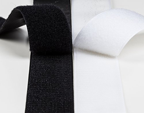5 m 40 mm Breit Klettband Selbstklebend in Schwarz oder Weis (Schwarz)
