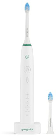 Georganics Sonic Toothbrush Set 50000SPM - Sonic Electric Toothbrush with 3-Stroke Speed Adjustments, 2-Minute Timer and 30-Second Pause Alerts - Vegan Bristles - Long-Lasting Rechargeable Battery