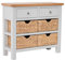RoselandFurniture Farrow Grey Console Table for Hallway Slim Storage with Baskets & Oak Top | Wide Painted Solid Wooden Telephone Stand Cabinet for Living Room or Bathroom | Fully Assembled