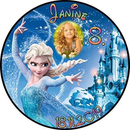 sales-world24 Tortenaufleger Fototorte Tortenbild Kindergeburtstag Frozen ELSA Eiskönigin F03 (Zuckerpapier) Rund 20 cm Ø mit Foto