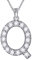 Jewmon Sterling Silber Kristall Iced Out Initial Halskette Buchstabe Q Anhänger Frauen Mädchen Alphabet Monogramm Name Schmuck FP0073Q