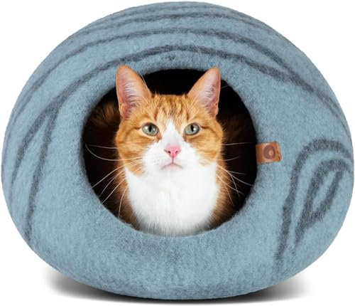 MEOWFIA Katzenbett Höhle – katzenhöhle umweltfreundliche Betten aus 100% Merinowolle für Katzen und Kätzchen
