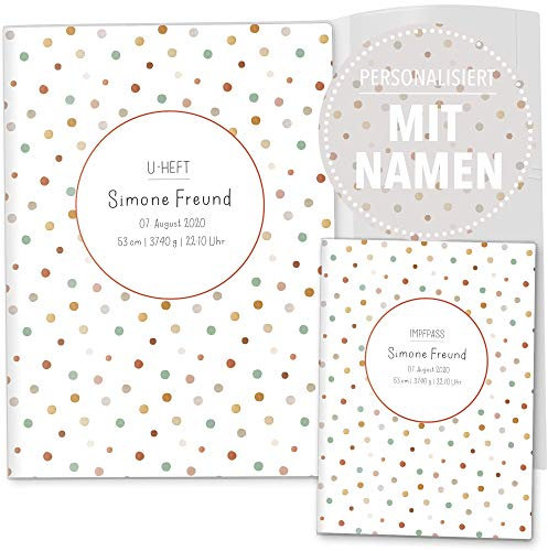 OLGS U-Heft und Impfpasshülle 3-teiliges Set | Little Friend | Untersuchungsheft- & Impfpass Hülle personalisiert | Geschenk zur Geburt (Uhefthüllen personalisiert, Tommy Blanko)