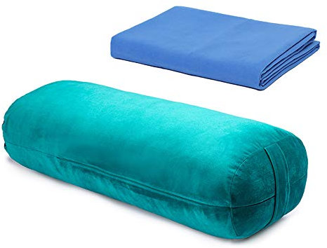 AIZYR Weicher Samt Yoga-Kissen Mit Yoga Decke, Rechteckiges Meditationskissen Mit Tragegriff Für Erholsames Yoga,Grün