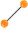 Inoki - Barbell de langue boules acrylique unies - Jonc/Tige 1.6 mm, Long. int. 14 mm, Boule 5 mm - Orange