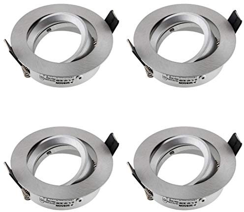 SEBSON Gehäuse für Einbaustrahler mit GU10 Fassung LED Halogen 230V - Schwenkbarer Einbaurahmen, Lochdurchmesser 75mm (min. 73mm, max. 77mm) für Deckenbeleuchtung - 4er Set