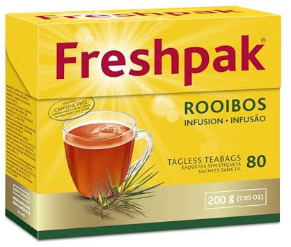 Freshpak Té Rooibos | 80 bolsitas de té sin etiqueta | Rooibos naturales de primera calidad | Naturalmente libre de cafeína | Apto para keto | Rooibos de Sudáfrica | Sin OMG