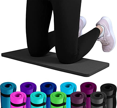Set: 2 x REFIT FITNESS NBR Fitness & Yoga Pads 25 x 61 x 1,5 cm Grau + Bänder Sport Kniekissen Fitnessmatte klein Kniepad Bodenkissen rutschfest Yoga Kniematte Sportmatte Knie Matte Kissen Yogamatte