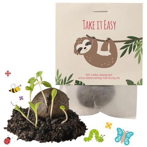 10x Take it easy Samenbomben Faultier kleine Geschenke Kollegen Saatbomben Geschenk Gäste Geschenke Gastgeschenk Kinder Dankeschön Geschenke Kollegen kleines Dankeschön Kleinigeiten Kollegen