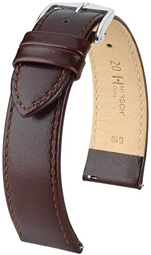 HIRSCH Uhren-Armband Osiris L - Uhr-Band aus glänzendem Kalbs-Leder mit feiner Struktur - Braun - 22 mm