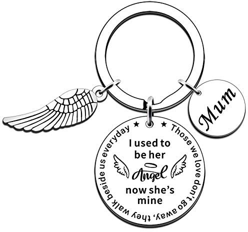 JMIMO Mum Memorial Keyring Gifts Smpathy Gift Loss of Mum Mother Funeral Gift in Memory of Mum Wing Keyring Memorial Gifts for Loss of Mum Angel Gifts