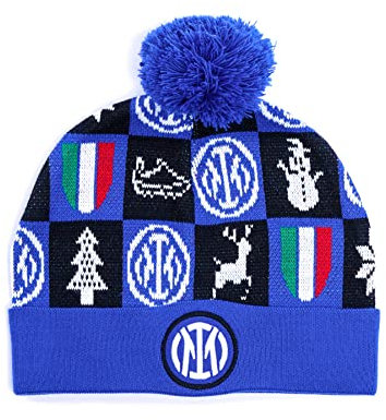 Inter Cappellino di Natale, Xmas 2021_Beanie, Berretto Unisex, Adulto, Taglia Unica, Blu