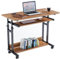 Dripex Computer Desk Mobile, Portable Office Desk with Movable Wheels, Height Adjustable Study Desk, Home Office Desk with Keyboard Tray and Shelf for Small Spaces (Walnut Brown)