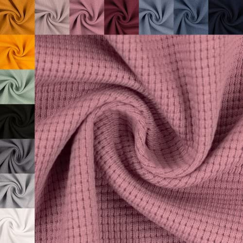 Bella Tessuti® Waffeljersey Clarissa Meterware ab 50cm, viele Farben, 300g/qm, 150cm breit (Altrosa 436)