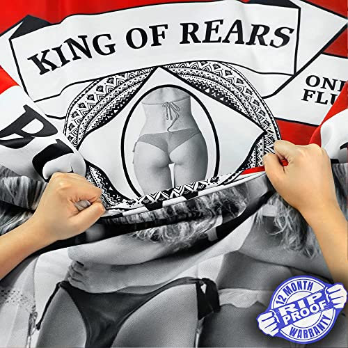 Anley Rip-Proof Technology Doppelseitige 3-lagige Buttwiser King of the Rears Flagge 3x5 Ft – Lebendige Farbe, Segeltuchkopf und knitterfest – Die stärkste, langlebigste Neuheit Wohnheimflaggen 3x5 Ft