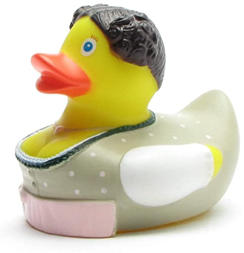 Duckshop I Badeente Zenzi mit Pinker Schürze I Bayerin im Dirndel I Quietscheentchen I L: 7,5 cm I Geschenk für Bayern I Geschenk für Oktoberfest