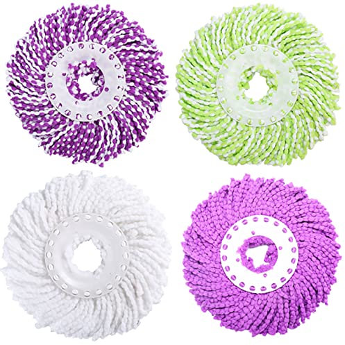 4 Pezzi Disc Mop Testina Sostitutiva, Testine di Ricambio per Mocio Rotante Mop Testina Sostitutiva in Microfibra, Ricambio Spazzolone Rotondo per il Mocio Rotativo Standard (Diametro 16CM)