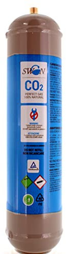 Swan Bouteille de CO2 jetable 600 grammes E290 alimentaire pour gazeur d'eau et refroidisseur raccord 11 x 1