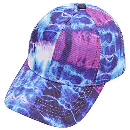 ZLYC Damen Floral Baseball Cap Mode Blumen Atmungsaktiv Basecap(Krawatte Gefärbt Blau)