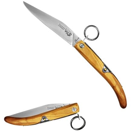 Original Oryx Taschenmesser/Steakmesser, Ring-lock Forkbrand aus Solingen - Olive, Premium, 11 cm Klingenlänge, einklappbar