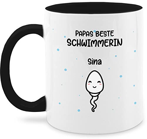 Tasse Tassen 325ml - zum Vatertag - Papas bester Schwimmer - Geschenkideen Vater Geschenk Väter Lustig - 325 ml - Schwarz - geschenke für vatertagsgeschenk papa beste kaffeetasse schnellste