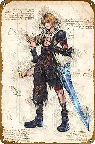 Tidus FFX Poster Vintage Game Blechschild Retro Metall-Blechschild 20,3 x 30,5 cm