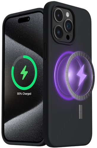 ORNARTO Magnetic Case for iPhone 15 Pro Max 6.7 Compatible with MagSafe, Slim Liquid Silicone 3 Layers Full Covered Soft Gel Rubber Case 15 Pro Max Cover 6.7-Black