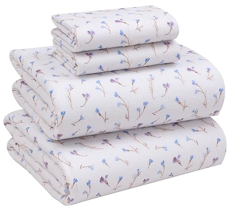 RUVANTI Flanell-Bettlaken-Sets für Queen-Size-Betten – 100% Baumwolle, gebürstetes Flanell-Bettwäsche-Set – Tiefe Taschen 40,6 cm (passend für bis zu 45,7 cm) – alle Jahreszeiten atmungsaktiv und