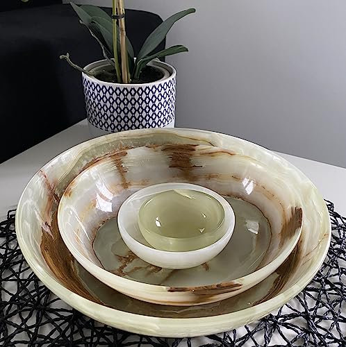 LANDSTER Onyx Marmor Schale Kristallschalle Dekoschale Schmuckschale Ladeschale Kristall Onyx Schüssel obstschale Wohnzimmer kreative Reinigung schale home decor 7cm