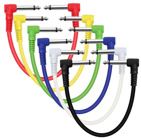 6 Piezas Cable Guitarra Electrica, 30 cm Cable Jack Guitarra, Cable Jack 6.3 mm, Audio para Instrument Cable de Ángulo Recto para Guitarra/Bajo Pedales de Efectos