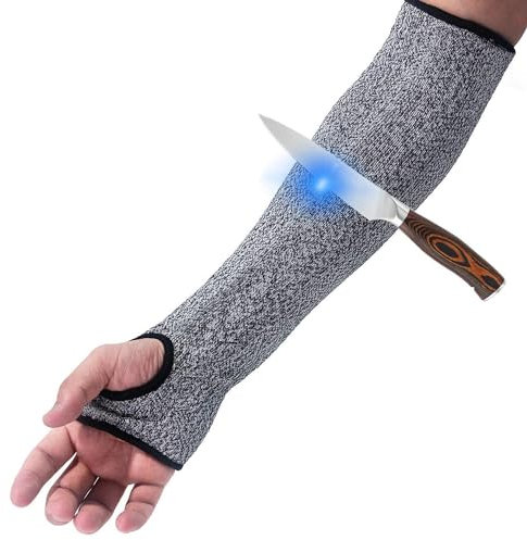 ZEACCT 1 Pc Schnittfeste Ärmel mit Daumenloch, Sicherheitsschnittfeste Ärmel, Armschutzärmel mit Daumenschlitz, Hitzebeständige Strickärmel, Schnittfeste Sicherheitsarmschutzhülle