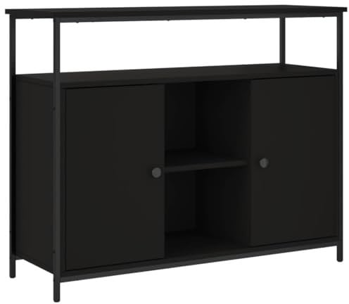 vidaXL Buffet, Armoire avec Pieds Réglables, Meuble de Rangement, Organisateur de Salon Salle de Séjour Intérieur, Moderne, Noir Bois d'Ingénierie