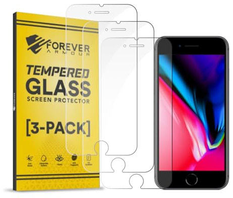 Forever Armour Tempered Glass Screen Protector for iPhone iPhone 8 Plus and iPhone 7 Plus 5.5″ Premium Clear Tempered Glass Technology, 9H-Hardness, HD Clarity 3-Pack