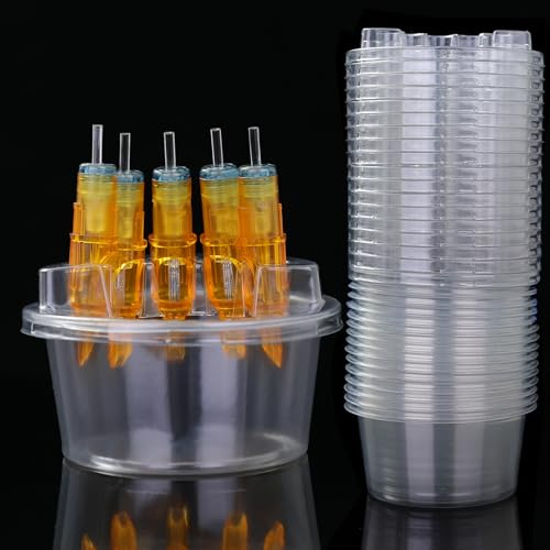 20x Tattoo-Patronen-Becherhalter Plastik Nadel Ablage Reinigung | Für Nadeln und Tintenbecher; hält Arbeitsplatz ordentlich, hygienisch und praktisch, ideal für Tattoo-Studios.