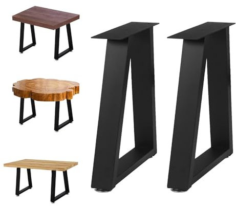 NXN-HOME 40,6 cm trapezförmige Metallbeine, Couchtischbeine, Bank, Metallbeine, Set mit 2 schwarzen Möbelbeinen aus der Mitte des Jahrhunderts, 40,6 cm H x 27,7 cm B