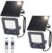 Aigostar Projecteur Solaire LED d’extérieur avec grand panneau solaire,50W, batterie de grande capacité,IP65, 6500K, lampe solaire extérieure pour jardins, portes, garages,câble de 2M,2 pièces