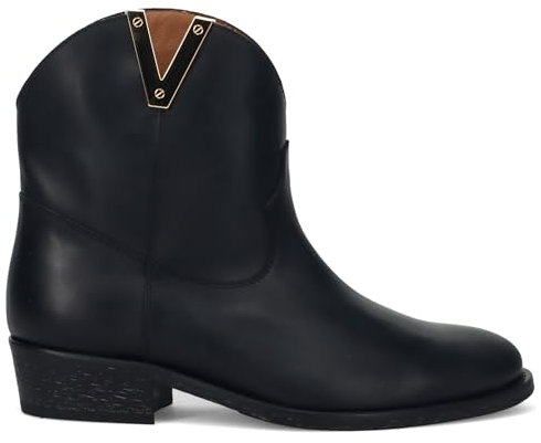 VIA ROMA 15 Stivaletto camperos pelle nera con V oro - 3946 MALIBÙ NERO - Taglia 40