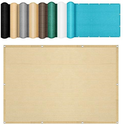 Sonnensegel 2.2 x 4 m Rechteckig Garten-Schattenplane Uv-Schutz 98% Reißfest Ohne Bohren inkl Befestigungsseile für Carport Pflanze Pergola Zaun Außen, Creme Farben
