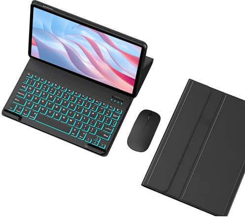 HLTOOP Keyboard Case for Honor Pad X9 11.5 Inch 2023, Detachable Backlit Wireless Keyboard with Protective Cover,Black with Mouse