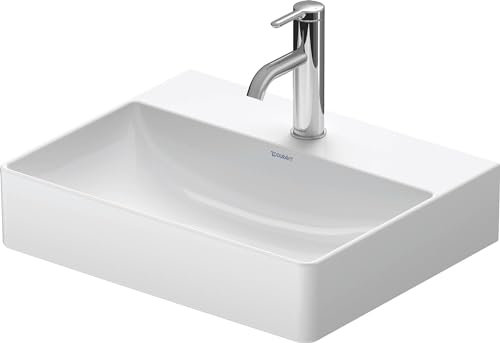 Duravit DuraSquare wastafel met 1 kraangat 50x40x14,5cm wit hoogglans WonderGliss
