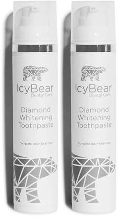 ICY Bear Diamond Stain Removal Toothpaste x2 for Daily Use, Restore Natural Whitening of Your Teeth, 1450ppm Fluoride Toothpaste, Enamel-Friendly, Pump, Mint, Twin Pack, 2X 100ml