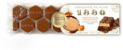 1880 - Turrón Chocolates de Autor de Galleta y Caramelo Salado 200g, Textura Cremosa y Crujiente, Calidad Suprema, Ingredientes Nobles, Sabor Auténtico, El Turrón más Caro del Mundo