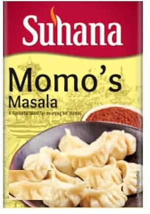 Suhana Spices Mix Powder (Box) - Curry Masala Recipe Mixes Casserole Seasoning Herbs - Simplifies & Speeds Up Cooking Process (Pack of 1, Suhana Momos Masala 100g Box)